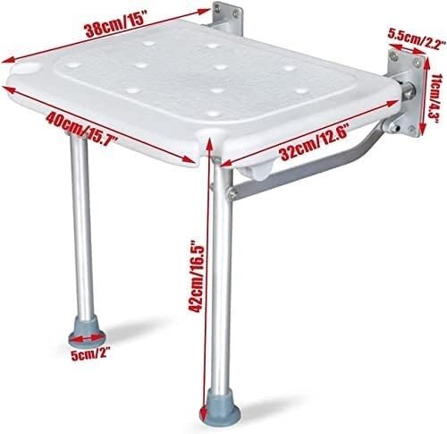 Asiento de Silla de Ducha, for Personas Mayores discapacitadas Taburete de Ducha Interior con Patas Ajustables Montaje en Pared portátil Silla de baño Plegable Taburete de Banco