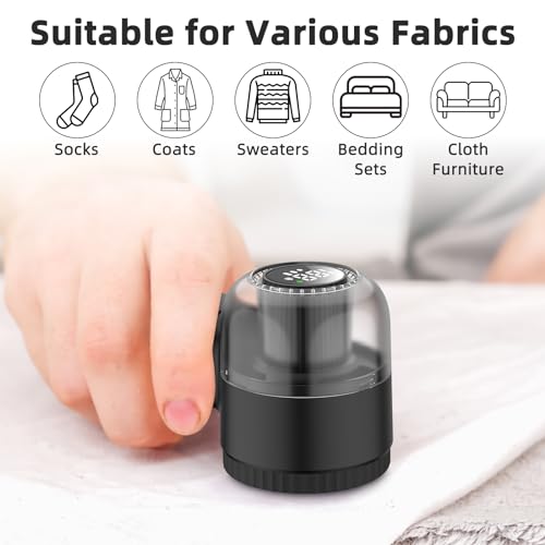 Fabric Shaver Electric Lint Remover Rechargeable Sweater Shaver Dual Protection Removable Bin Easy Remove Fuzz Lint Pills Bobbles (Black) - Image 4