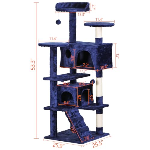 Torre para gatos multi-nivel de 54 pulgadas con rascadores miniatura 7