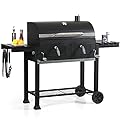 Captiva Designs Extra Large Charcoal BBQ Grill with Oversize Cooking Area(794 sq.in.), Outdoor Cooking Grill with 2 Individual Lifting Charcoal Trays and 2 Foldable Side Tables
