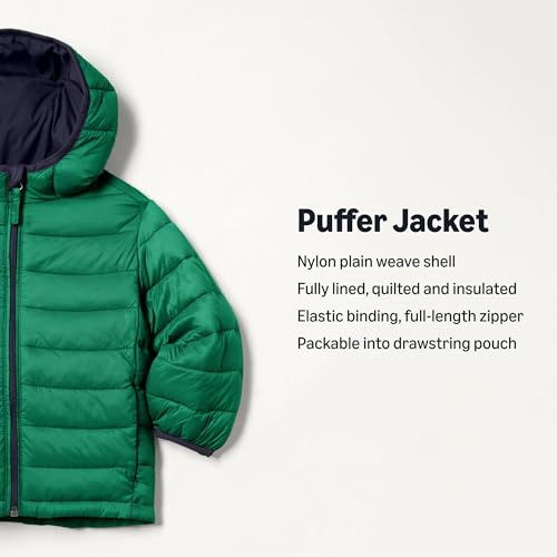Image of Amazon Essentials Boys and Toddlers' Lightweight Water-Resistant Packable Hooded Insulated Puffer Jacket