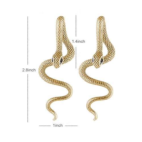 Vintage Goth Snake Earrings - Gold & Silver Snake Statement Jewelry for Women's Halloween 6