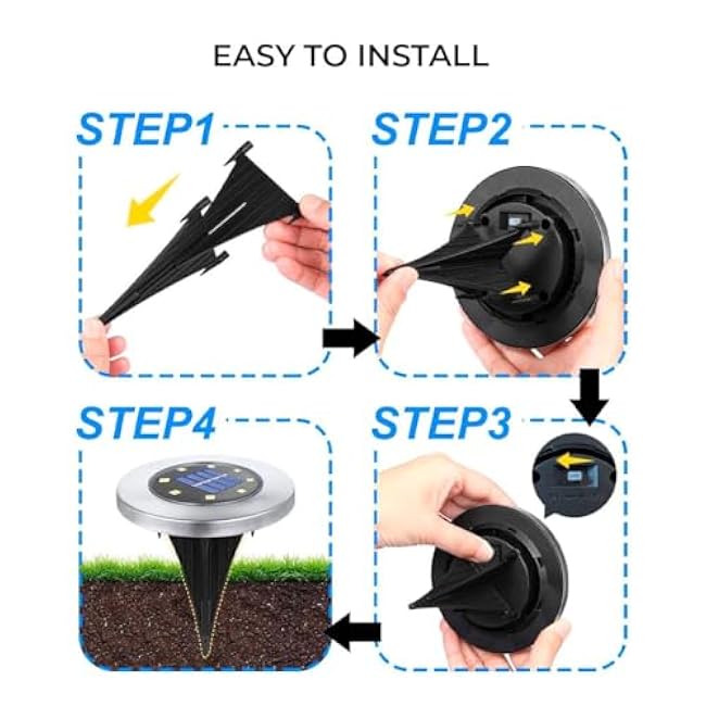 HOUSEOFLED Solar Ground Lights Solar Garden Lights In-Ground Outdoor Landscape Lighting Warm Light