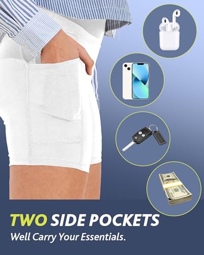 CAMPSNAIL Biker Shorts Women with Pockets - 3"/5"/8" High Waisted Workout Spandex Tummy Control Gym Running Yoga Shorts