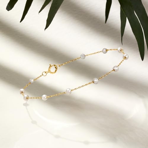 Pure Collection by Ross-Simons 3-3.5mm Cultured Pearl Station Bracelet in 14kt Yellow Gold3