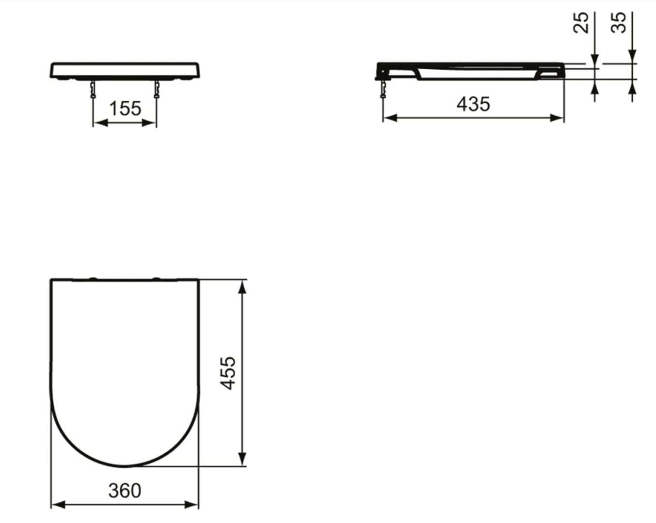 Ideal Standard Blend Curve sedile WC SoftClose avvolgente – Bianco (Alpin) | Sedile per WC rimovibile con chiusura automatica (SoftClose) e robuste cerniere in acciaio inossidabile, T376001