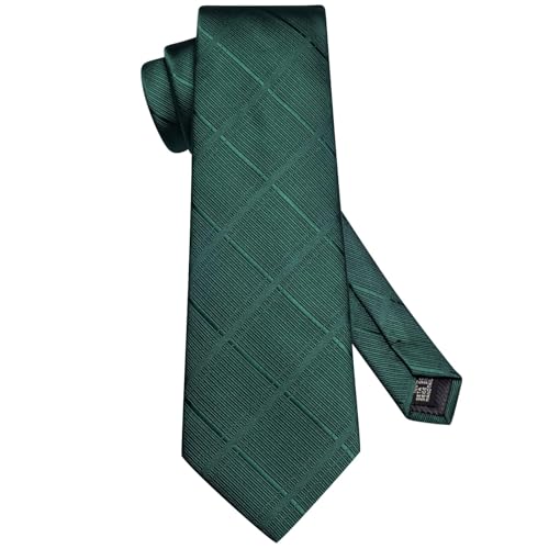 Image of Dubulle Mens Forest Green Tie and Lapel Pin Paisley Striped Floral Necktie for Men Pocket Square Cufflinks Wedding Party