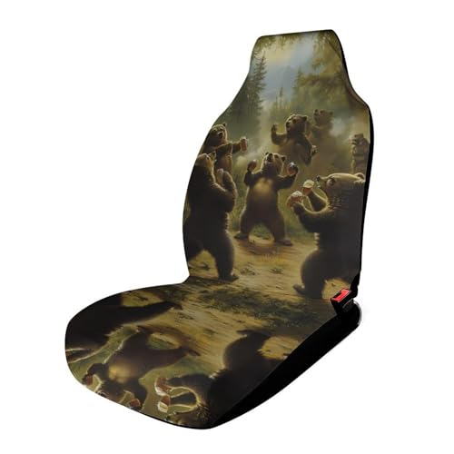 Bear Dance Car Seat Covers Universal Car Front Seats Protector Auto Interior Accessories 1PCS