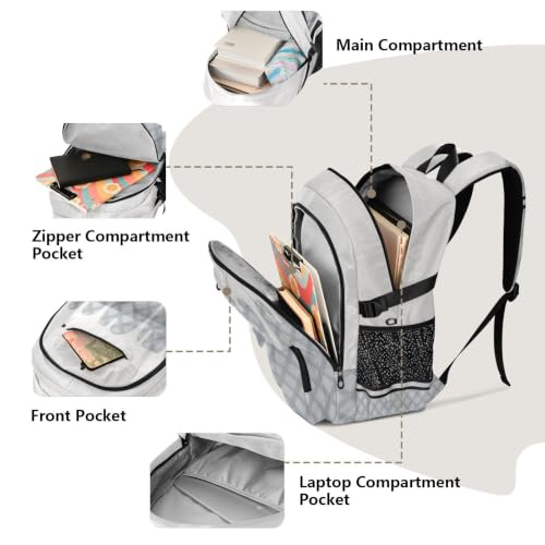 Mochila de viaje para laptop de 17.5 pulgadas gris a cuadros para adolescentes 5