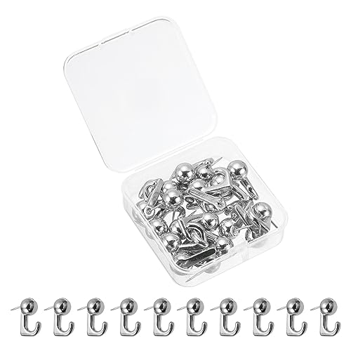 Image of uxcell Picture Hanging Hooks, 20pcs 20 Lbs - Zinc Alloy Hangers Nails, Push Pins for Hanging on Home Office Wooden or Fabric Wall (Silver)