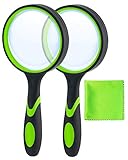 Wapodeai 2pcs Shatterproof Magnifying Glasses, 4X Magnifying Glass, 2.95in Large Magnified Glass Handheld Reading Magnifier for Seniors & Kids (Green)