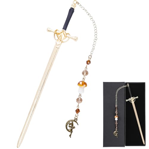 Fantasy Mushroom Sword Bookmark - Unique Fairy Elf Charm Metal Bo...