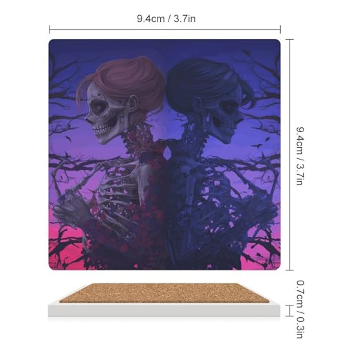 Dessous de verre squelette romantique anti-tache pour table basse de salon - 3