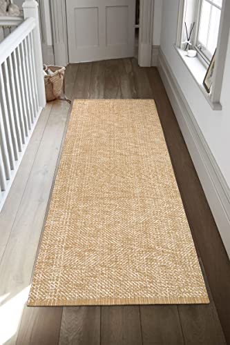 Leevan Washable Kitchen Runner Rug 2'X6', Cotton Woven Entryway Rug Tan Reversible Hallway Runner Rug, Modern Bathroom Rug Durable Farmhouse Kitchen Rugs, Nursery Rug Long Carpet For Foyer #TOP2