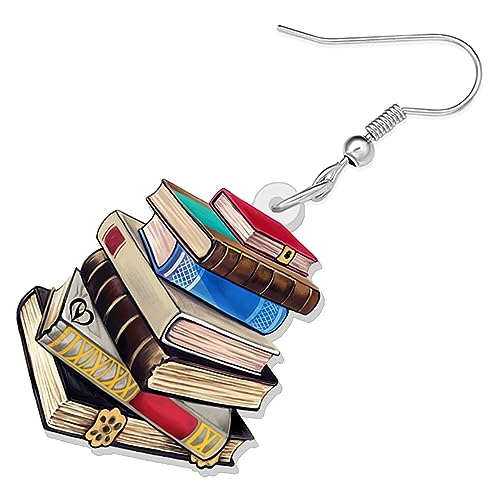 Acrylic Funny Book Earrings Dangle Bookshelves Jewelry Back to School Gifts for Teachers Women4