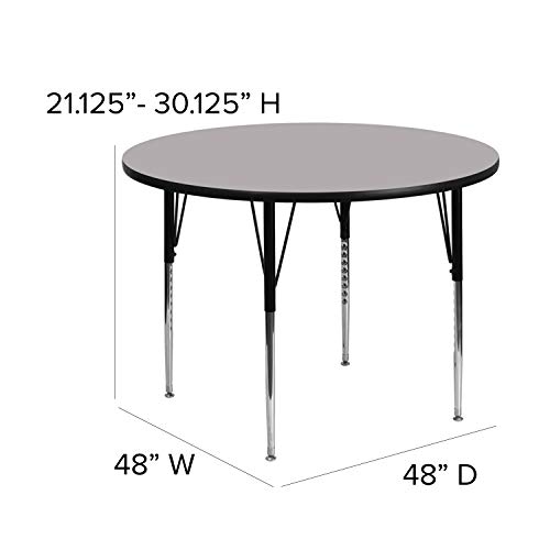 Flash Furniture Wren 48'' Round Grey Thermal Laminate Activity Table - Standard Height Adjustable Legs #TOP2