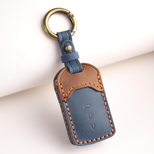 Image of keyzone dual leather key cover for Honda City, Accord, Amaze, CR-V, WR-V 3 button smart key