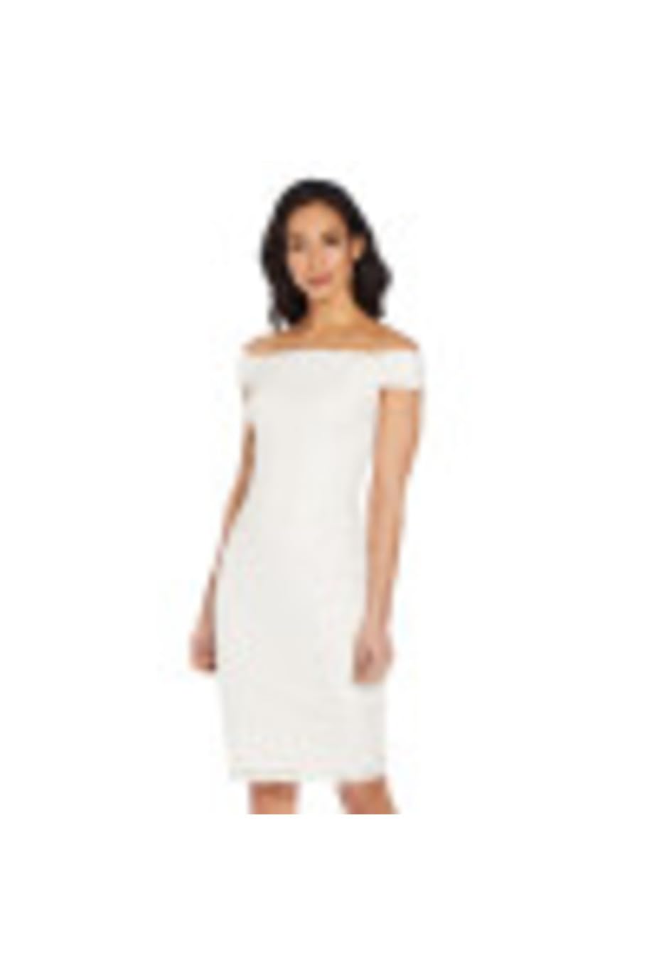 Adrianna Papell Bead Pearl Column Dress in White | UK