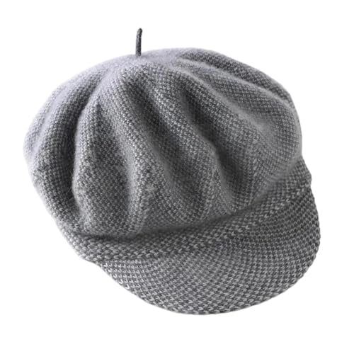 Béret tricoté en cachemire solide contre le vent froid, bonnet épais pour femme