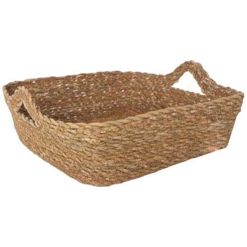 Tradineur - Cesta de Mimbre Cuadrado con Asas - Fabricado en España - Ideal para el Almacenamiento y la decoración de tu hogar - 9 x 27 x 27 cm