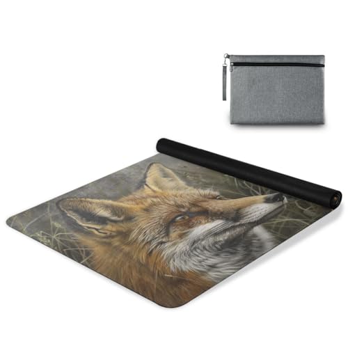 ALAZA Wild Fox Yoga Mat Non Slip Fitness Exercise Mat, Workout Mat for Yoga, Pilates and Floor Exercises