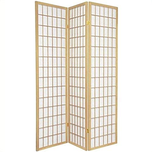 Oriental Furniture 6 ft. Tall Window Pane Shoji Screen - Natural - 3 Panels