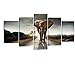 Wieco Art Elephant Canvas Prints Wall Art Animals Pictures to Photo Paintings Decor for Living Room Bedroom Home Decorations 5 Piece Modern Stretched and Framed Grace Grey Landscape Giclee Artwork