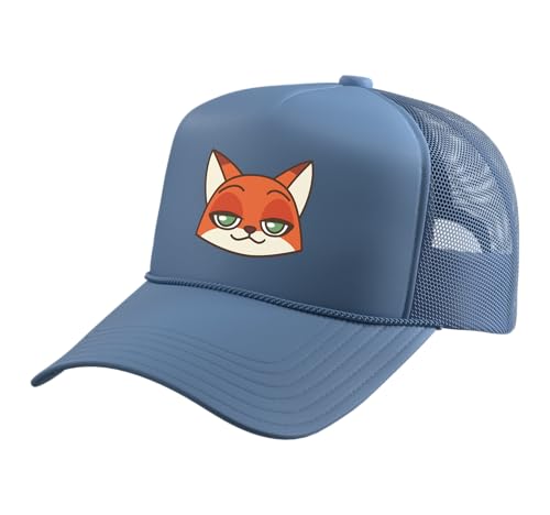 Disney Zootopia Nick Wilde Cute Kawaii Big Face Costume Trucker Hat with Adjustable Mesh Back, Light Blue