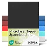 etérea Jersey Topper Spannbettlaken 140x200 160x200 cm Schwarz für 5 10 cm Steghöhe 100% Microfaser   Oekotex Spannbetttuch Matratzen Bett Bezug   Bettlaken 140x200cm   160x200cm Black