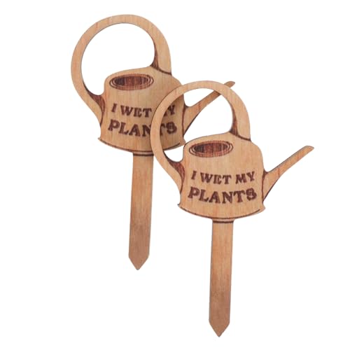 VICASKY 2Pcs Mini Wooden Plant Markers Charming Watering Can Stakes for DIY Garden Art and Home Decoration for Small Spaces and Creative Plant Displays