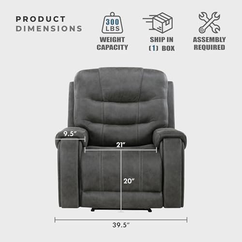Sillón reclinable manual microfibra pulida gris oscuro miniatura 4