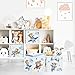 Clastyle Dream Animal Kid Storage Cube Organizer Set Star Clouds Balloon Closet Clothes Cube Storage Bin Nursery Toddler Toy Box Chest Girl Boy Book Shelf Basket,Bear,11.8x11.8x11.8 in