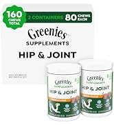 Greenies Supplements Hip and Joint Supplement for Dogs, Chicken Flavor, 80-Count Tub, Pack of 2