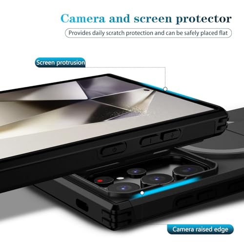 Image of ShieldTech MagStand Series Case for Samsung Galaxy S24 Ultra 5G, Mobile Cover with Sliding Camera Shield, Mag-Safe, Kickstand, Shockproof for Samsung Galaxy S24 Ultra 5G - Black