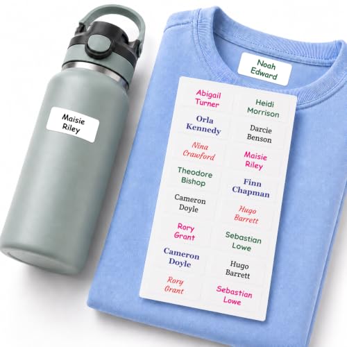 120 Personalised Stick On Name Labels for Clothes Name Tags for Clothes No Iron Just Peel & Stick On School Uniform Name Labels Washable Clothing Labels Papa Prints