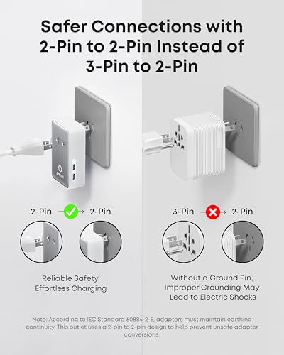 Anker Nano European Travel Plug Adapter, 5-Port Fordable Travel Adapter with 1AC 2USB-A 2USB-C Ports,Temperature Control, Essentials for Over 200 Countries, Ideal for Travel (1-Pac image 7