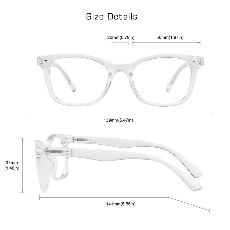 Image of VisionGlobal Blue Light Blocking Glasses for Women /Men,Computer Reading, TV Glasses, Stylish Square Frame(Clear,+2.75 Magnification)