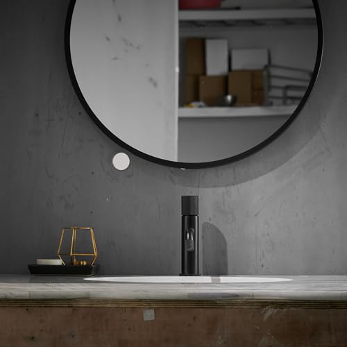 Robinet mitigeur d'eau chaude et froide en céramique noire pour vasque - 5