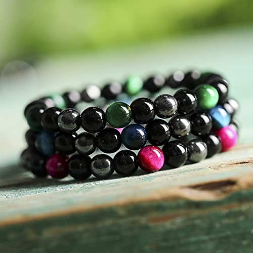 Triple Protection Hematite & Stone Beads Bracelet