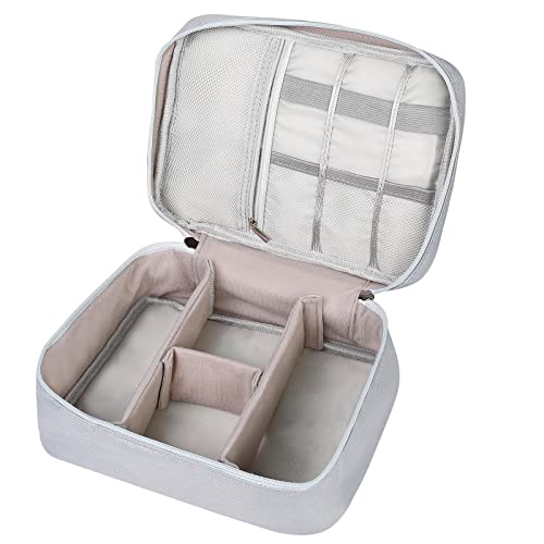 Romon Grey-2 Layers Cable Bag Organiser, 24.5 x 10 x 18 cm, 1 Layer Pocket, Waterproof, Universal Cable Organiser with Wrist Strap