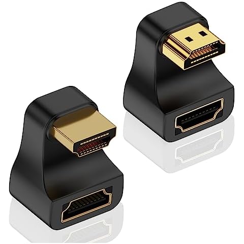 Duttek 8K HDMI 180 Degree Adapter, U Shaped HDMI Adapter, Up Angle & Down Angle HDMI 2.1 Extender Adapter, 48Gbps HDMI Male to Female Adapter with LED Indicator for Laptop, HDTV, PS5 2 Pack Cover