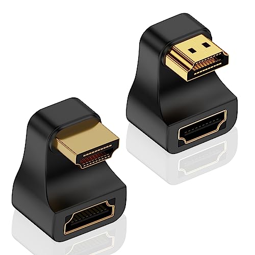 Duttek 8K HDMI 180 Degree Adapter 48Gbps, 8K@60Hz, Up Angle & Down Angle U Shaped HDMI Male to Female Adapter with LED Indicator for Laptop, HDTV, PS5 2 Style
