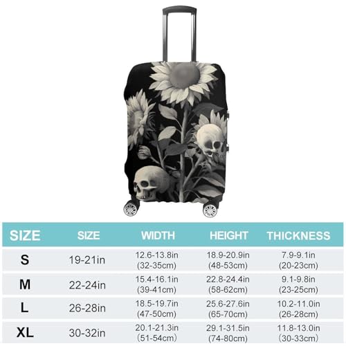 Skull Sunflowers Goth Creepy Grunge Luggage Covers Washable Travel Suitcase Cover Elastic Baggage Protector2