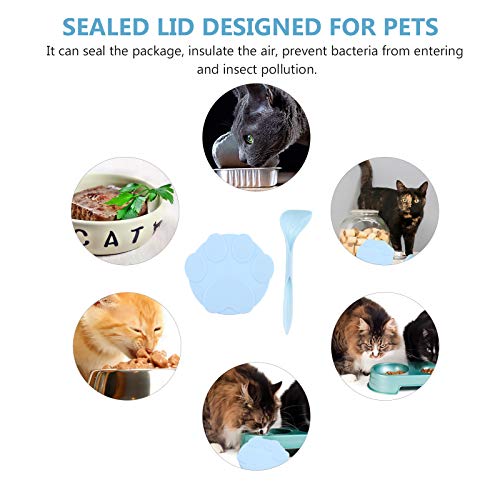 Tampa de lata para gatos de estimação, colher de alimentação com tampa vedante universal (tampa azul