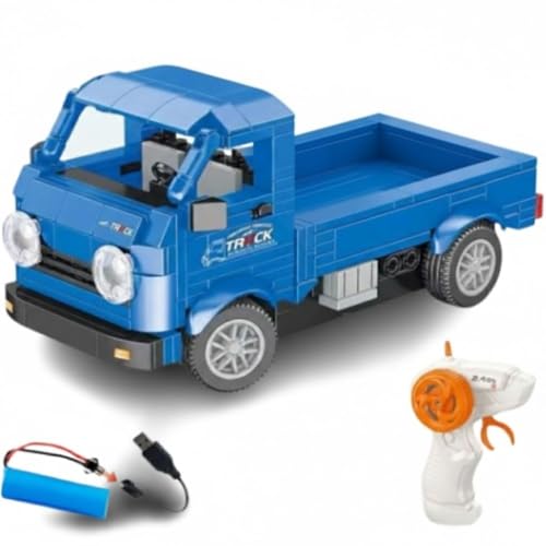 Image of RC Building Block Pickup Truck, 267PCS Remote Control DIY Construction Vehicle, 2.4GHz Rechargeable STEM Toy for Kids Boys & Girls 6+ Years