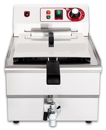 Beeketal 'BWF-161P' Profi Gastronomie Kaltzonen Fritteuse (16 Liter Volumen für max. 11 Liter Öl) Edelstahl Gastro Imbiss Friteuse mit Ein/Aus Schalter, Doppelheizspirale und Fettablaufhahn – Bild 3