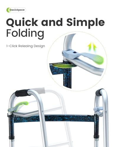 OasisSpace-Compact-Folding-Walker-with-Trigger-Release-and-5-Inches-Wheels-for-Seniors-Elderly-Accessories-Included-Narrow-Lightweight-Support-up-to-350-lbFSA-or-HSA-Eligible