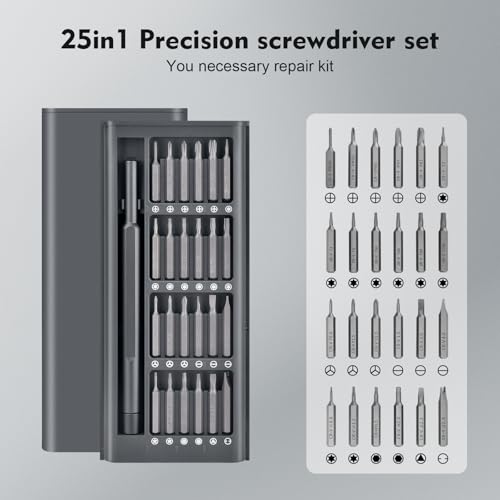 Stocking Stuffers for Men Adult Him 25-in-1 Mini Precision Screwdriver Set | Small Torx Bit Tool Set for Men,Magnetic Torque Repair Tool Kit for Electronics Macbook Watch Eyeglass Ring Doorbell - image 4