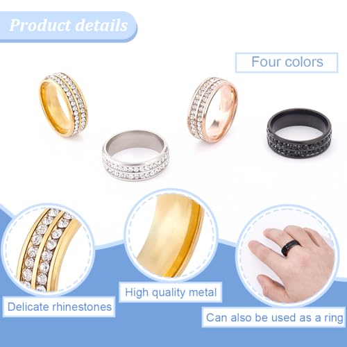AHANDMAKER 4Pcs Mens Tie Ring, 4 Colors Tie Holder Crystal Necktie Ring Rhinestone Tie Ring Solid Tie Tacks Accessories for Wedding Jewelry Gift3