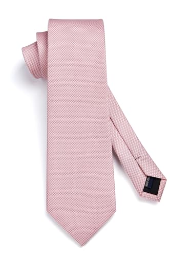 Image of HISDERN Mens Ties Set Stripe Plaid Ties for Men and Pocket Square Cufflinks Formal Silk Necktie Wedding Business